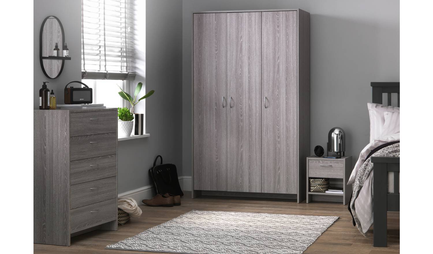 Argos Home Seville 3 Piece 3 Door Wardrobe Set - Grey Oak