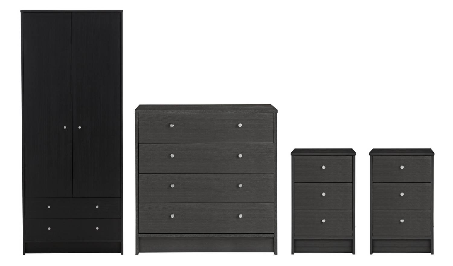 Argos Home Malibu 4 Piece 2 Door Wardrobe Set - Black