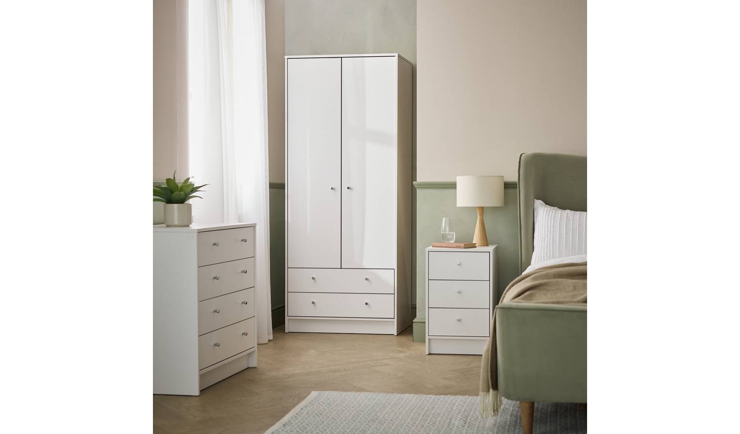 Argos Home Malibu 4 Piece 2 Door Wardrobe Set - White