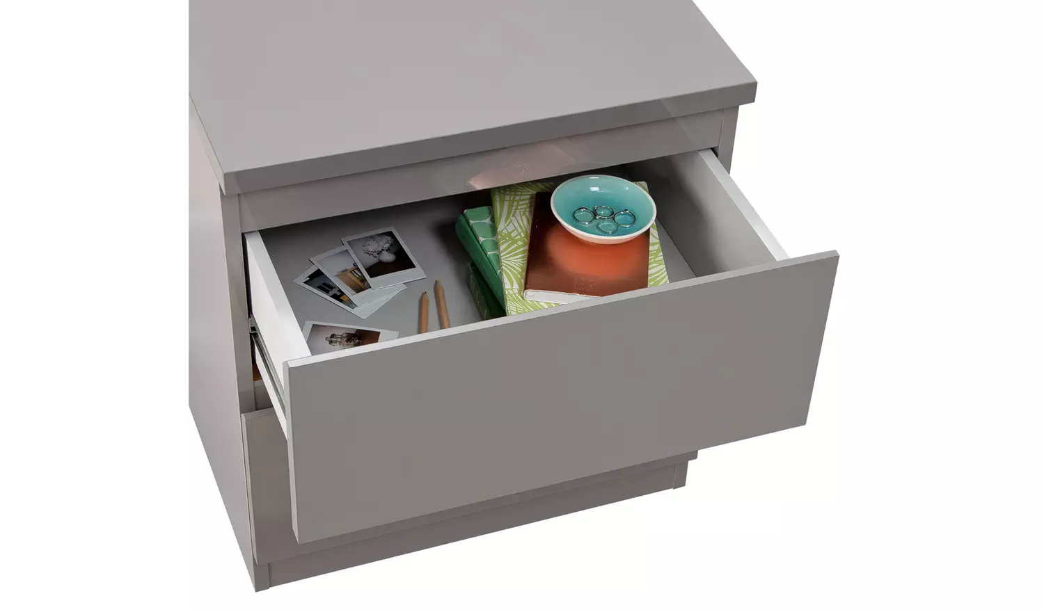 Argos Jenson 2 Bedside & 5 Drawer Chest Set - Grey Gloss