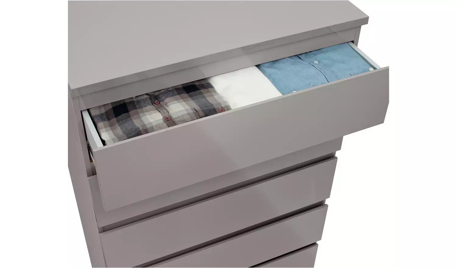 Argos Jenson 2 Bedside & 5 Drawer Chest Set - Grey Gloss