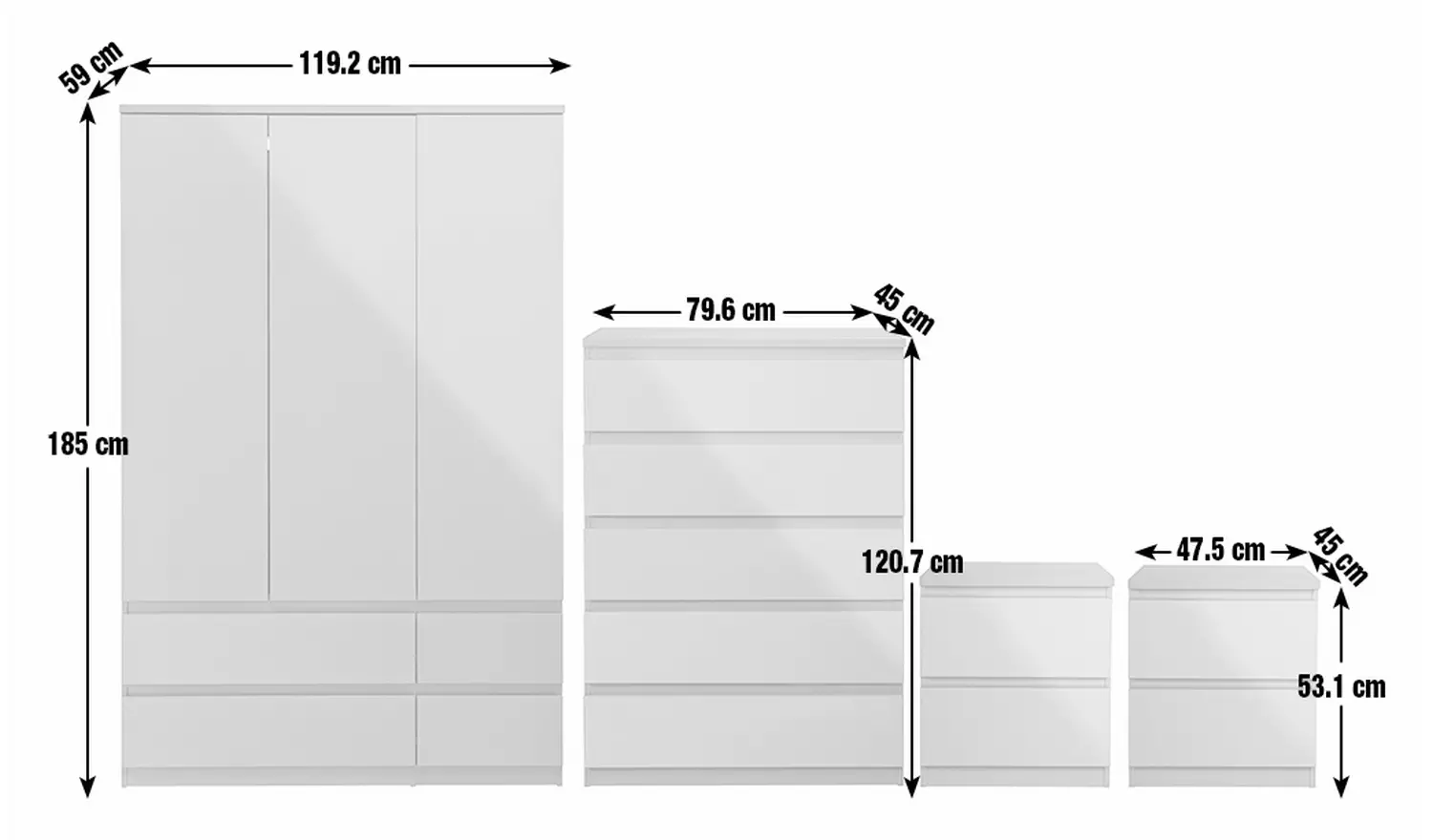 Argos Home Jenson 4 Piece 3 Door Wardrobe Set - Grey Gloss