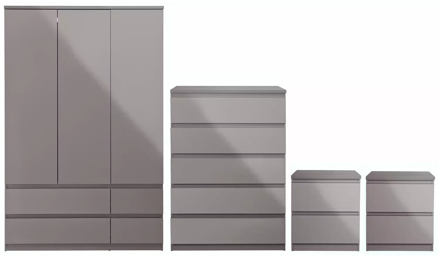 Argos Home Jenson 4 Piece 3 Door Wardrobe Set - Grey Gloss