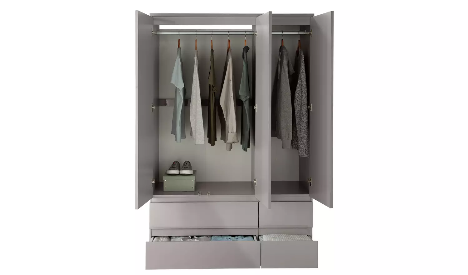 Argos Home Jenson 4 Piece 3 Door Wardrobe Set - Grey Gloss