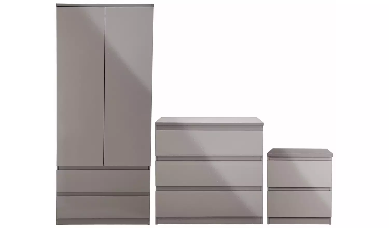 Argos Home Jenson 3 Piece 2 Door Wardrobe Set - Grey Gloss