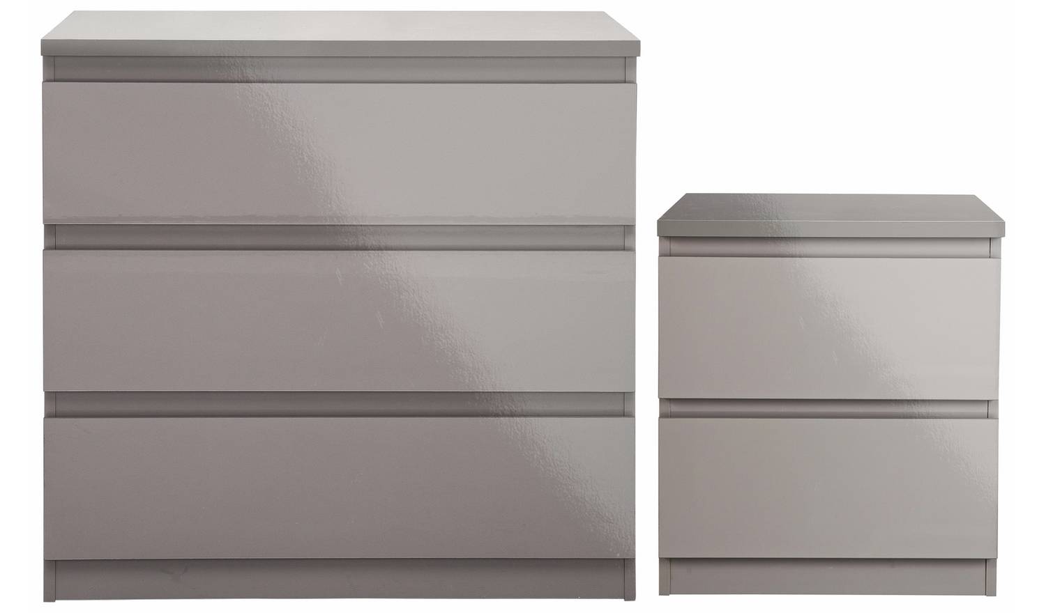 Argos Home Jenson Bedside & 3 Drawer Chest Set - Grey Gloss