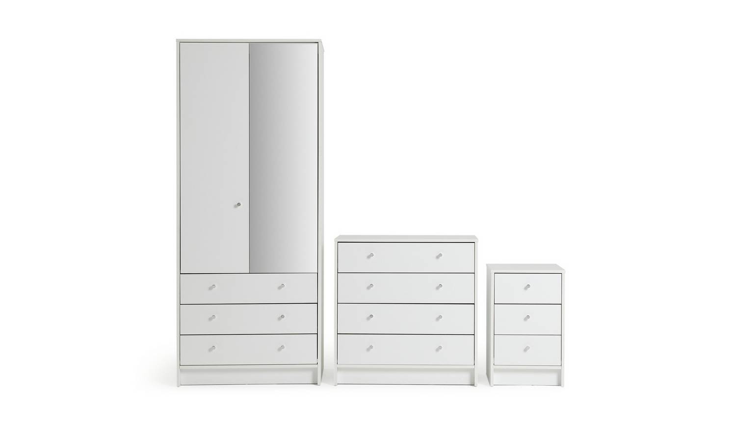 Argos Home Malibu 3 Piece 2 Door Mirror Wardrobe Set - White