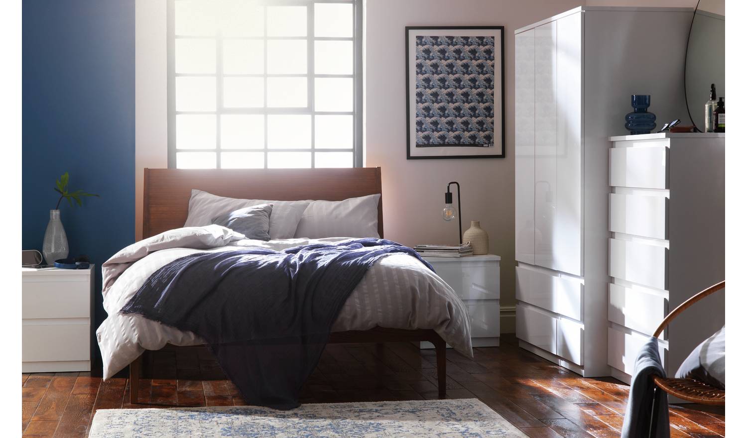 Argos Home Jenson 4 Piece 3 Door Wardrobe Set - White Gloss