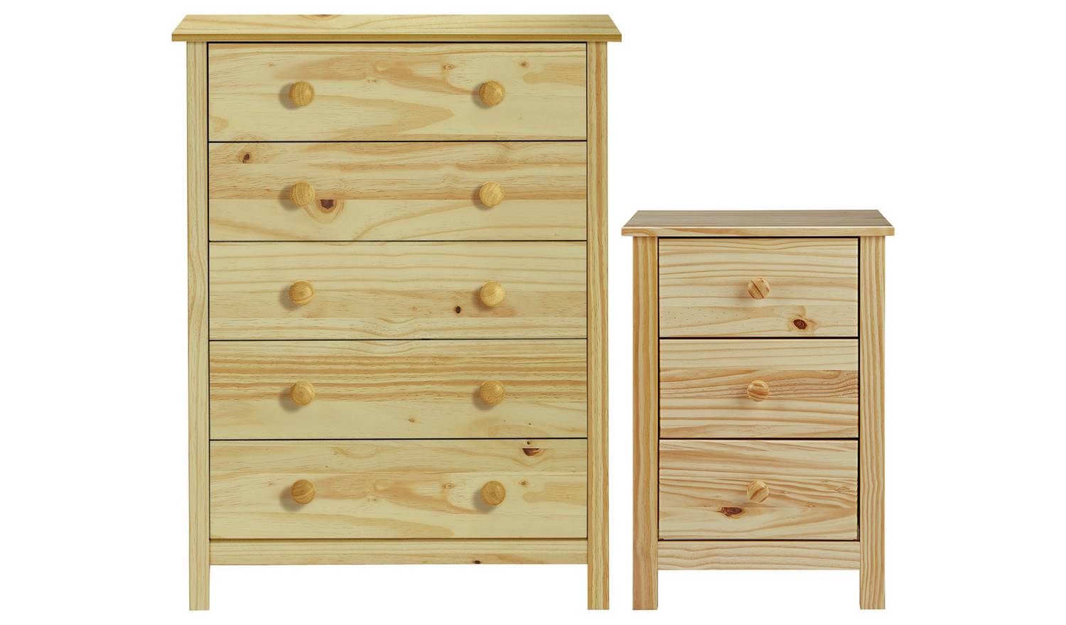 Argos Home Scandinavia Bedside & 5 Drawer Chest Set - Pine