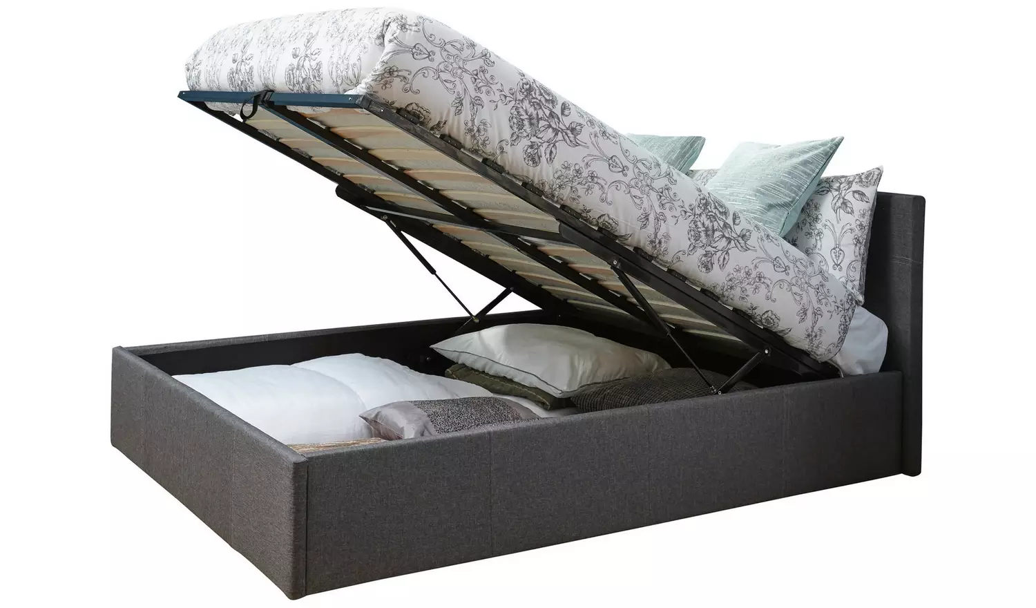 GFW End Lift Small Double Fabric Ottoman Bed - Grey