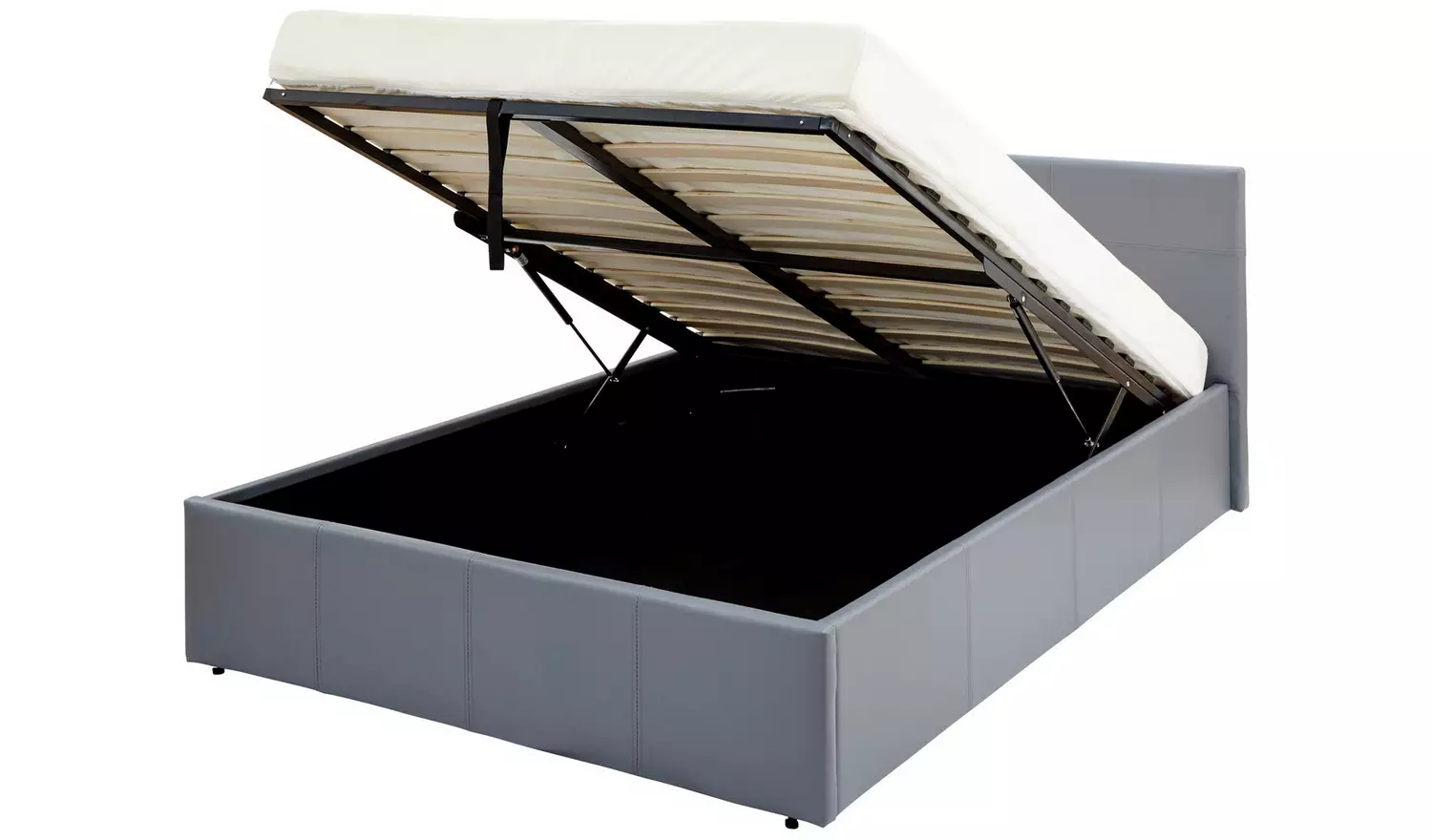 GFW End Lift Double Faux Leather Ottoman Bed - Grey