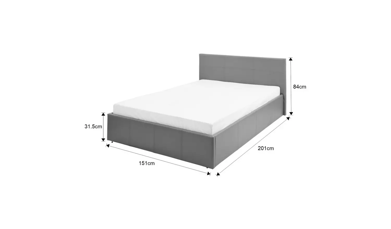 GFW End Lift Double Faux Leather Ottoman Bed - Grey