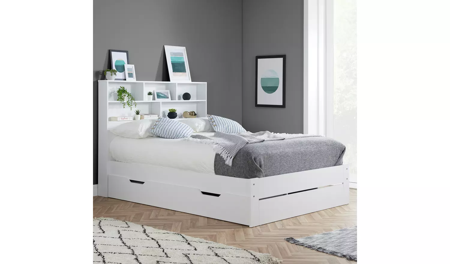 Birlea Alfie Kingsize Wooden Storage Bed Frame - White