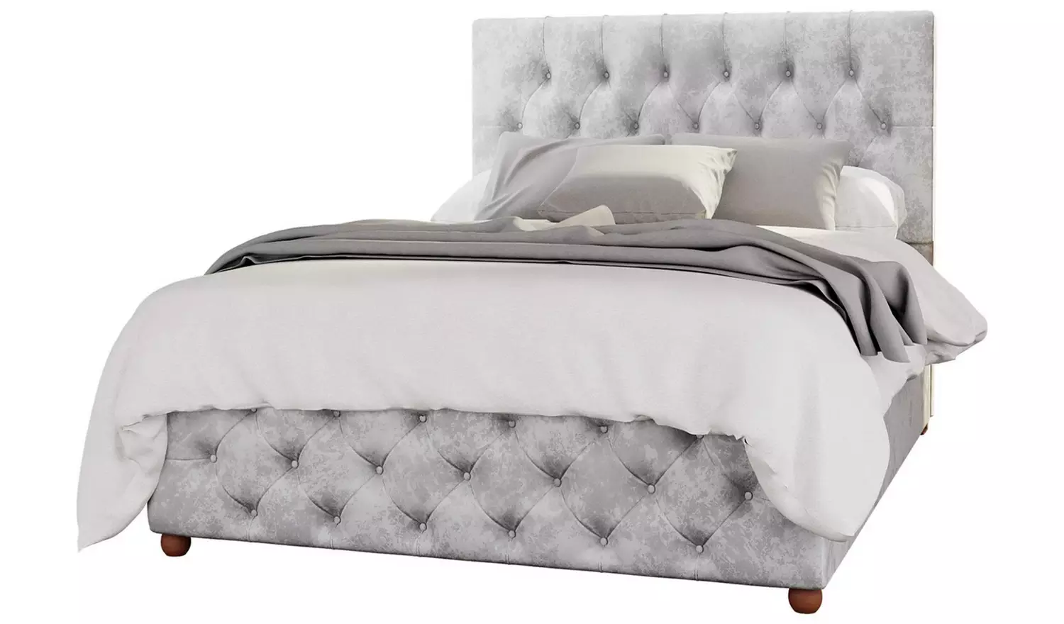 LLB Luna Velvet Superking Ottoman Bedframe - Silver