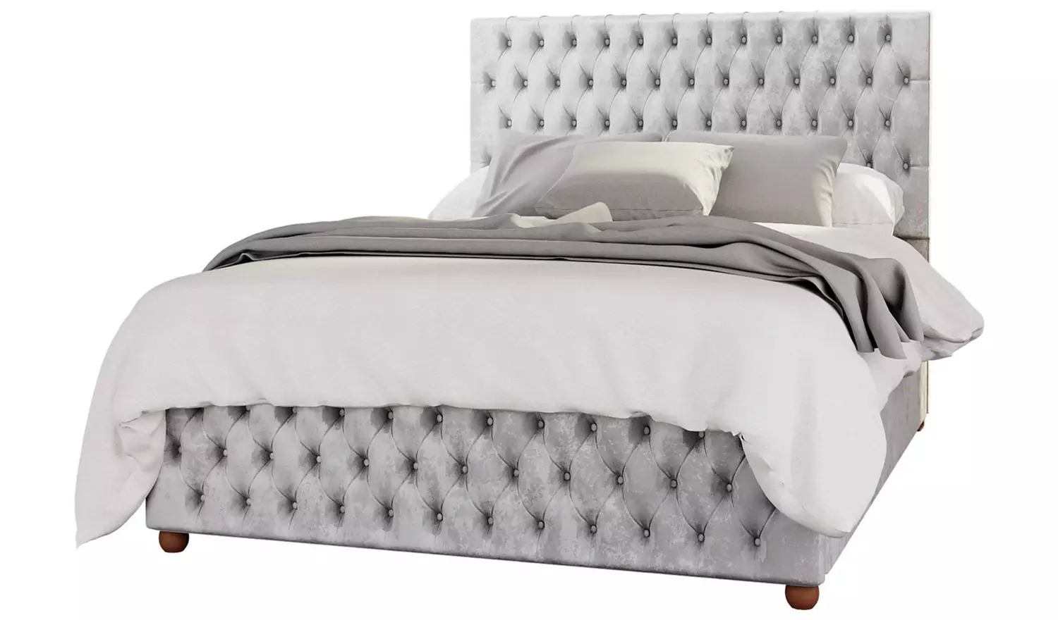 LLB Seren Velvet Small Double Ottoman Bedframe - Silver