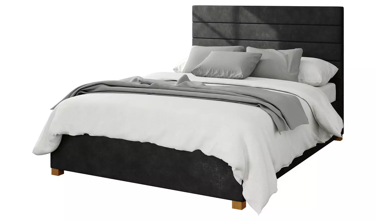 Aspire Kelly Linen Double Ottoman Bedframe - Charcoal