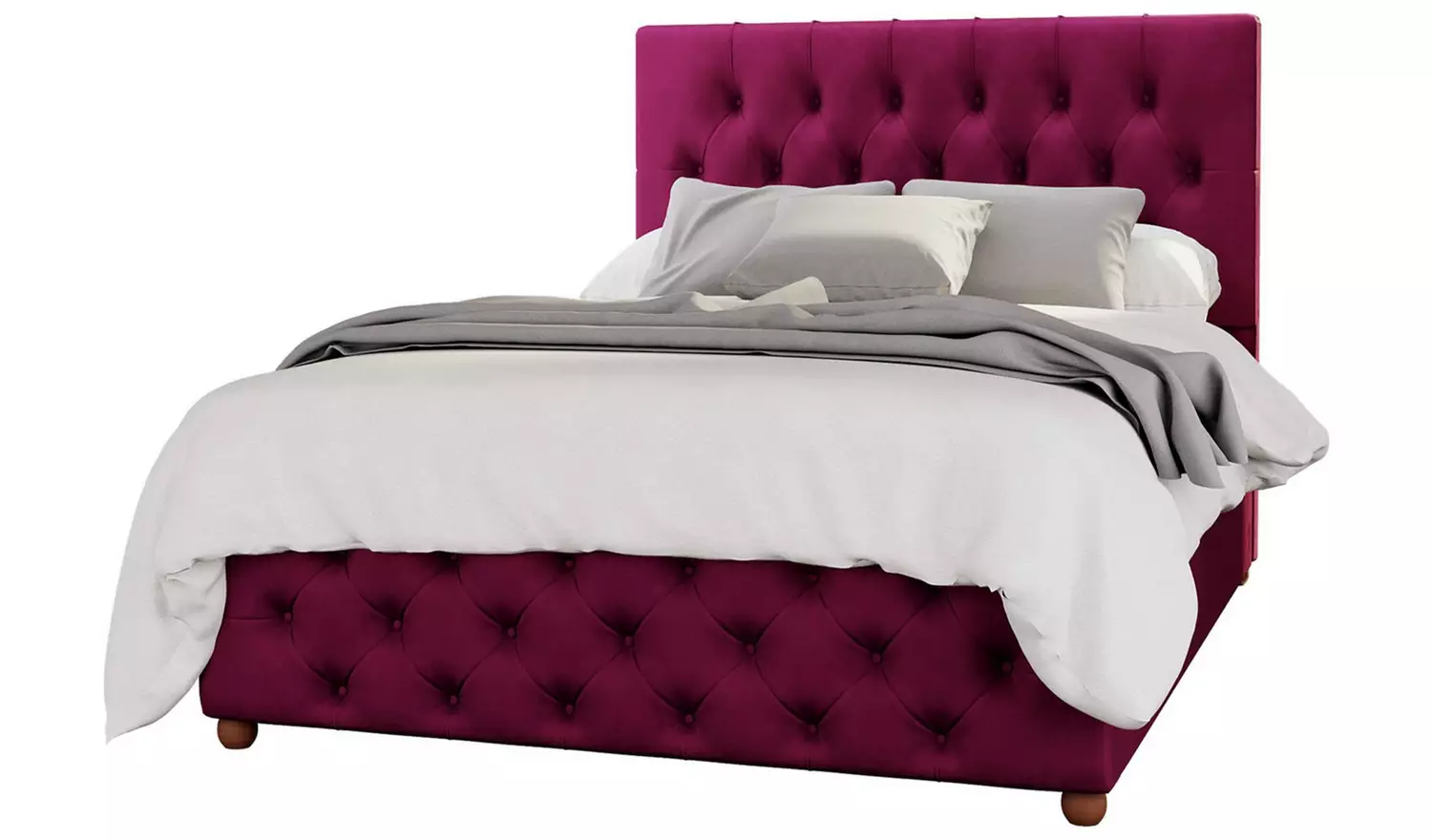 LLB Luna Velvet Small Double Ottoman Bedframe - Berry