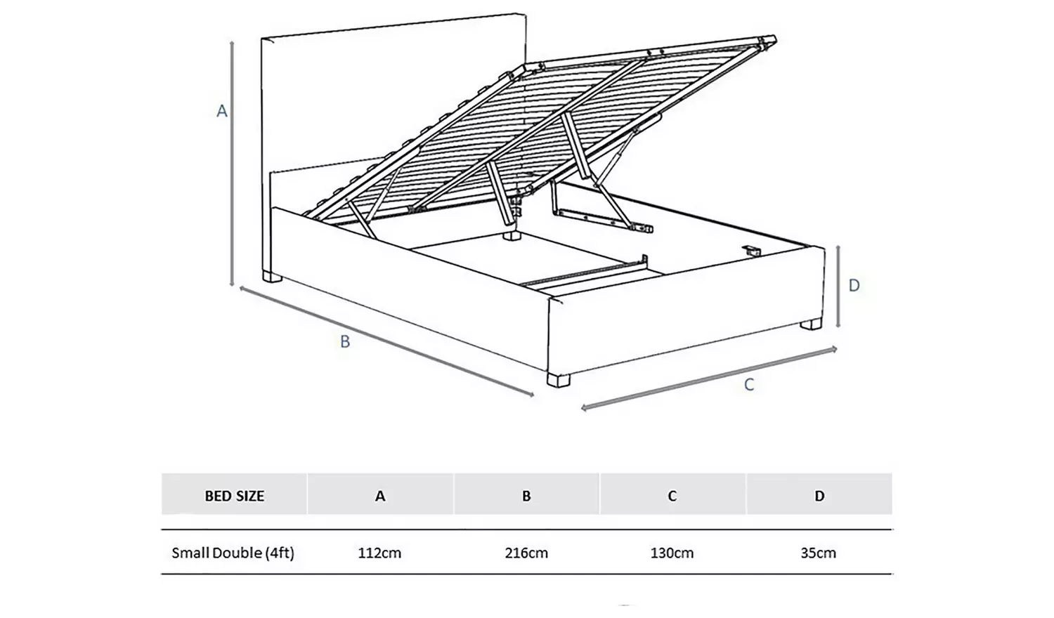 LLB Luna Velvet Small Double Ottoman Bedframe - Navy