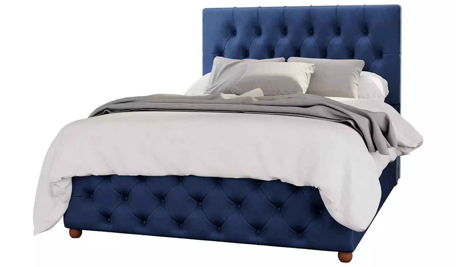 LLB Luna Velvet Small Double Ottoman Bedframe - Navy