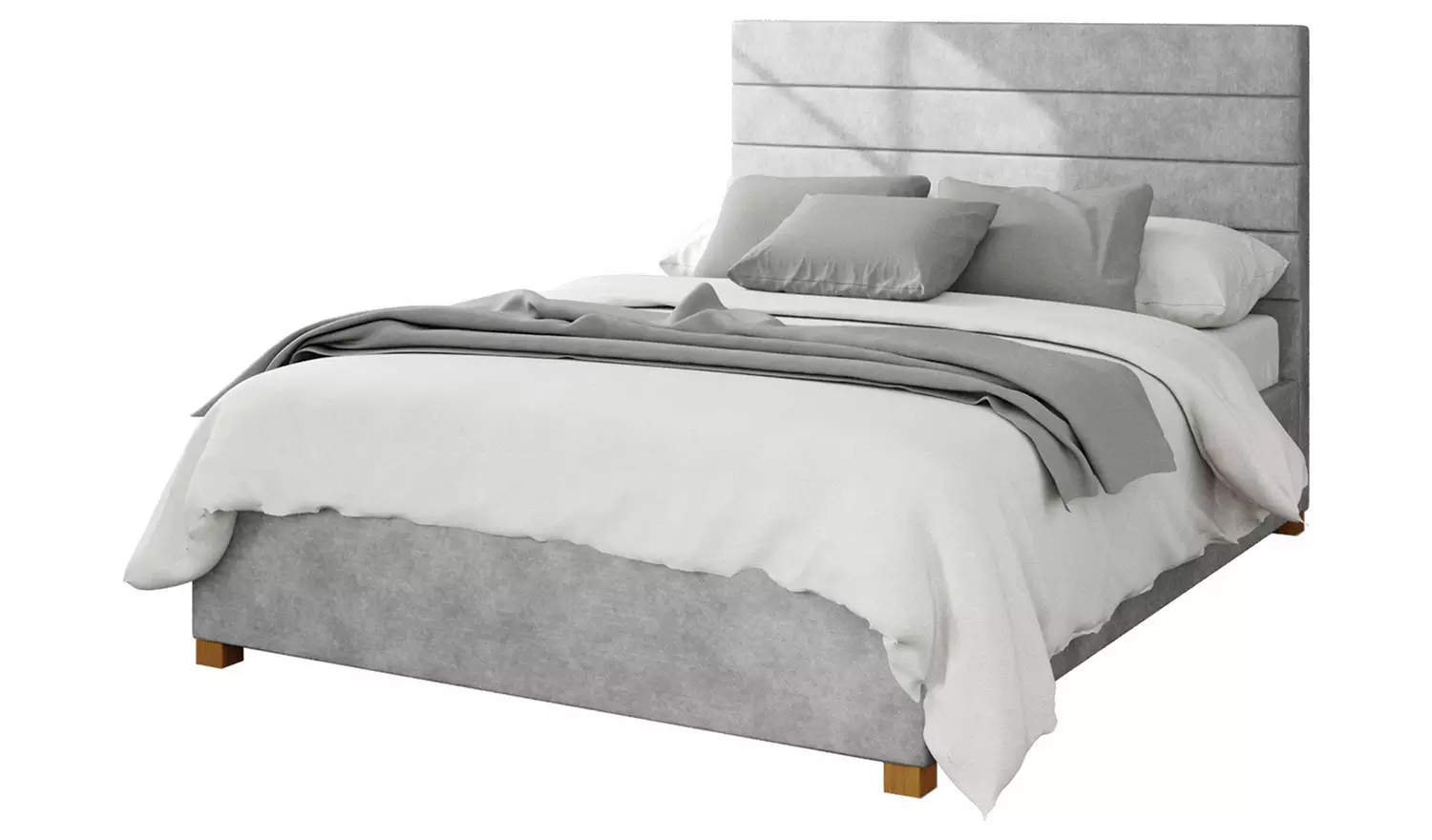 Aspire Kelly Linen Double Ottoman Bedframe - Silver