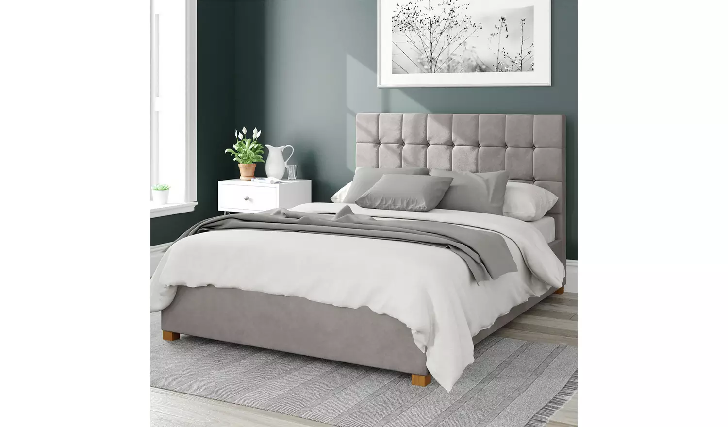 Aspire Sinatra Velvet Double Ottoman Bedframe - Silver