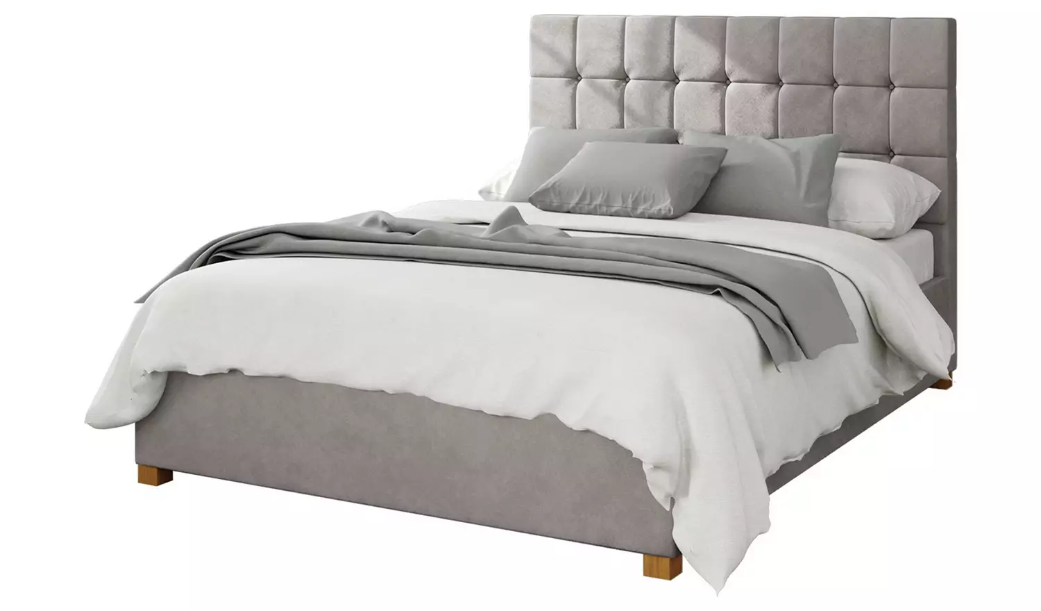 Aspire Sinatra Velvet Double Ottoman Bedframe - Silver