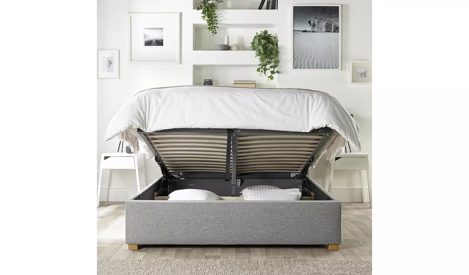 CL Soho Twill Double Ottoman Bedframe - Grey