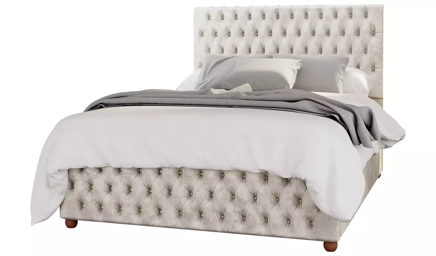 LLB Seren Velvet Double Ottoman Bedframe - Pearl