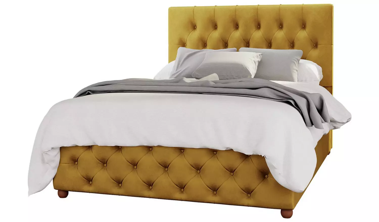 LLB Luna Velvet Small Double Ottoman Bedframe - Ochre