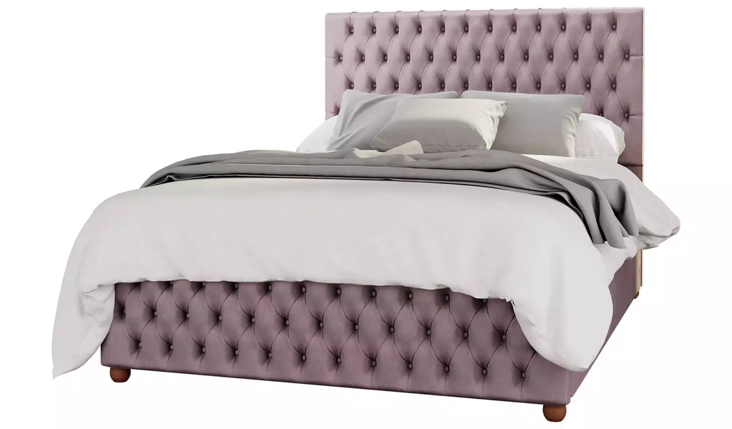 LLB Seren Velvet Small Double Ottoman Bedframe - Blush