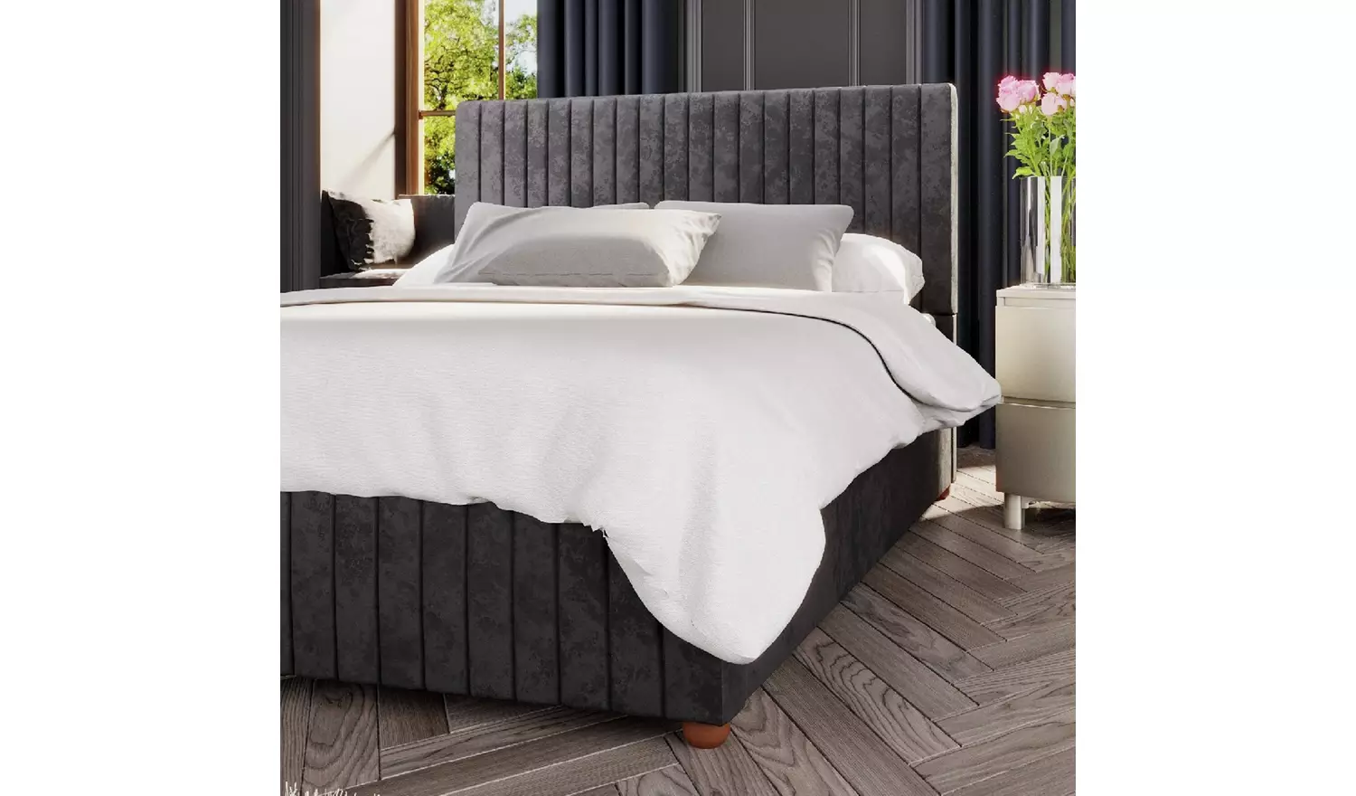LLB Estella Velvet Superking Ottoman Bedframe - Black