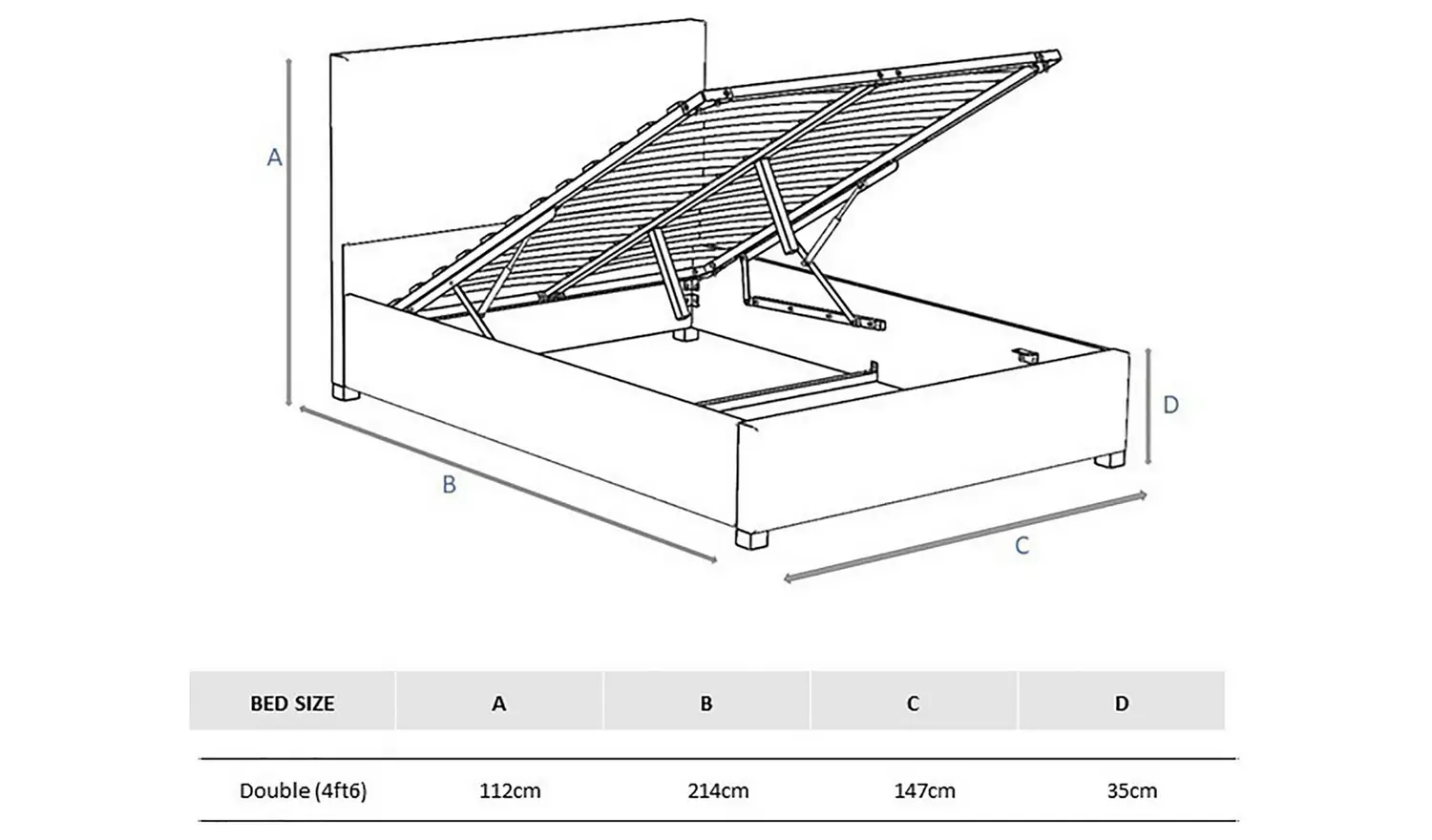 Aspire Caine Twill Double Ottoman Bedframe - Natural