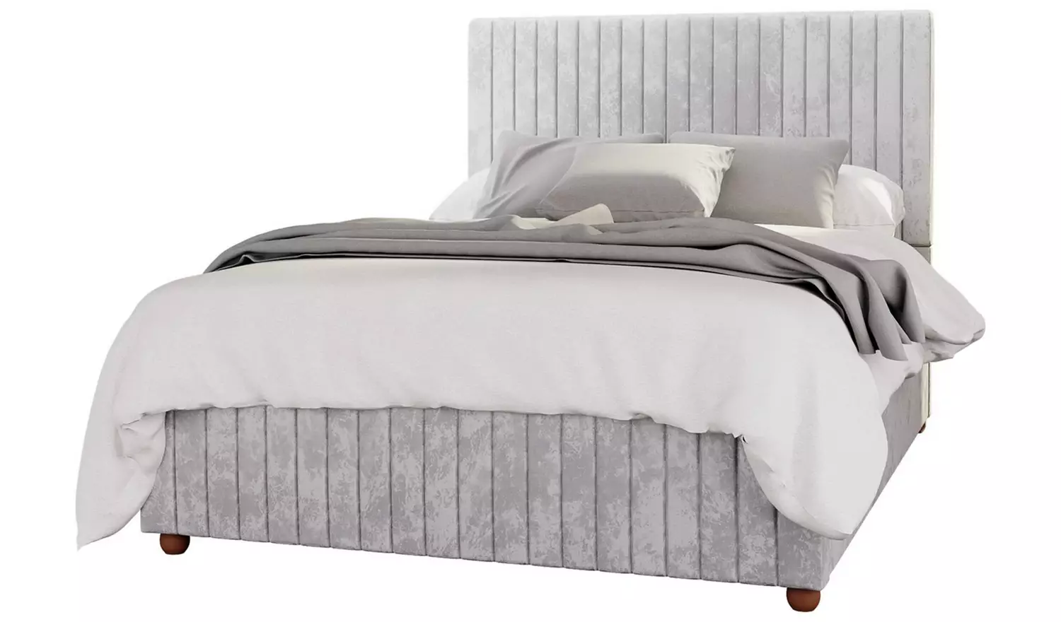 LLB Estella Velvet Superking Ottoman Bedframe - Silver