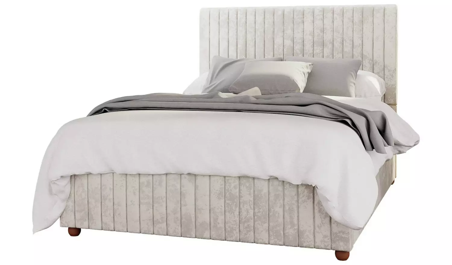 LLB Estella Velvet Superking Ottoman Bedframe - Pearl