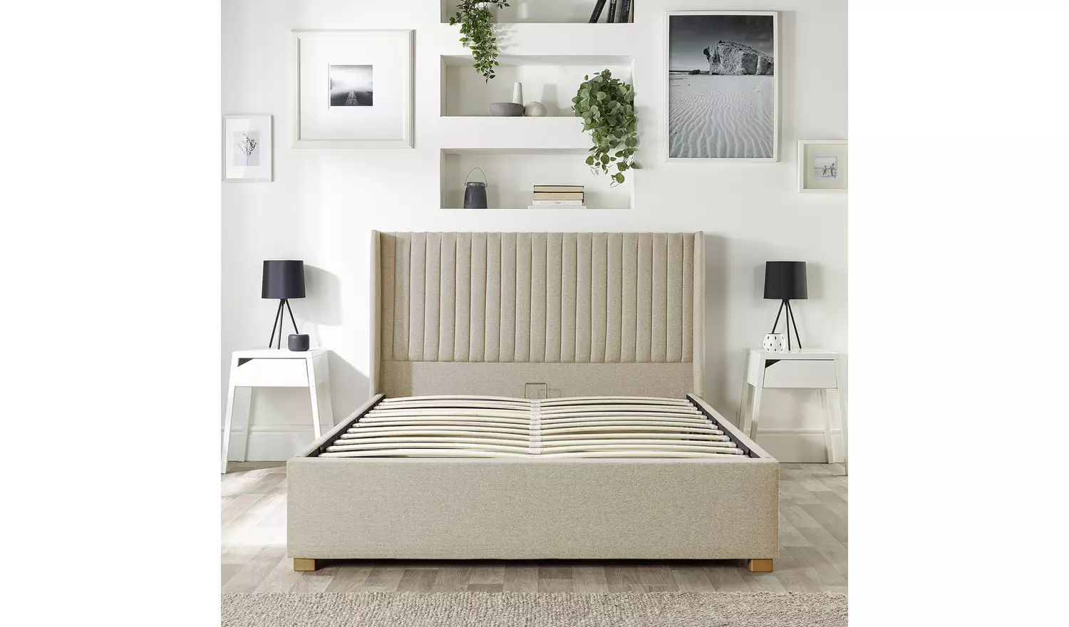 CL Soho Twill Kingsize Ottoman Bedframe - Natural