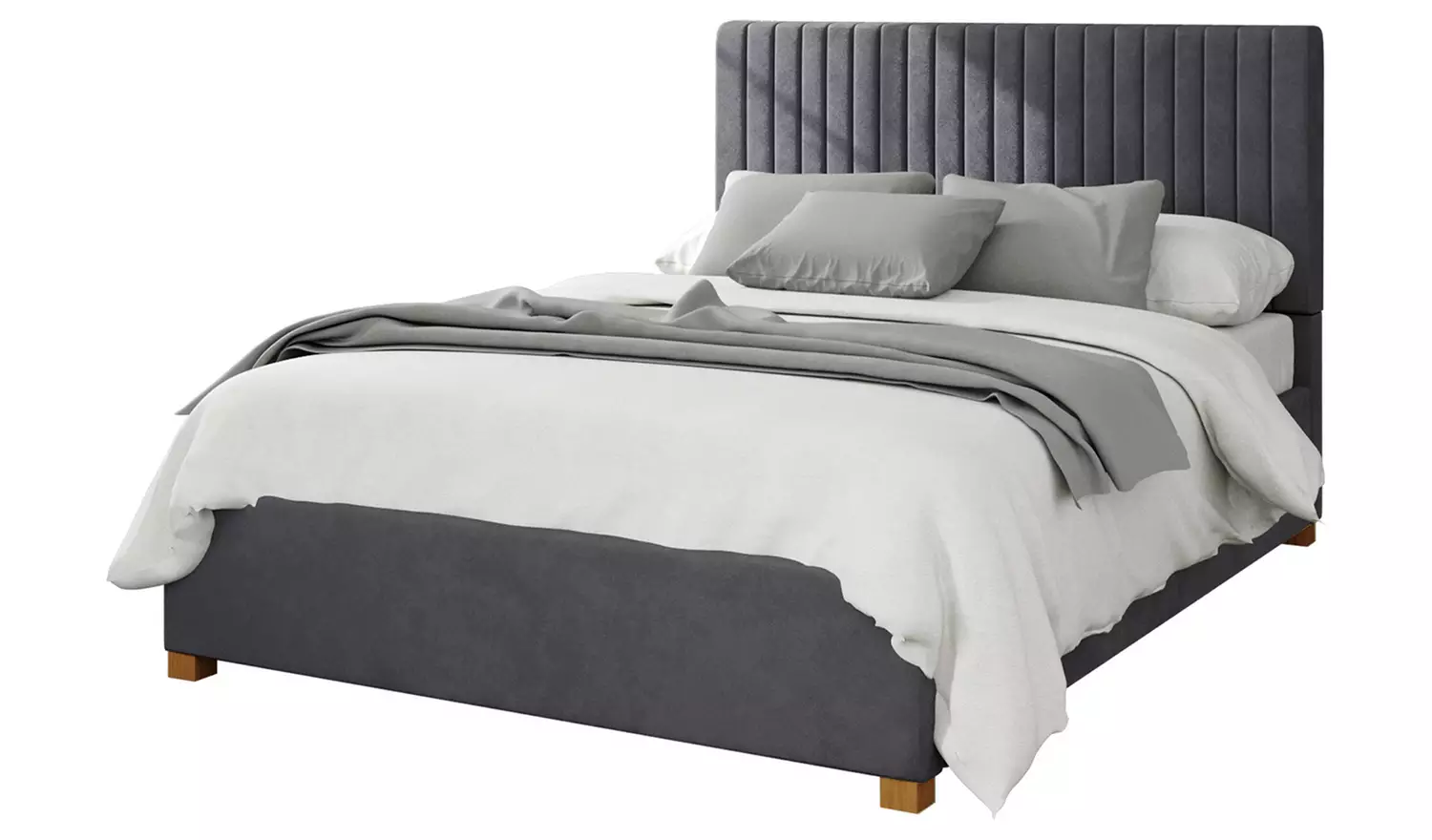 Aspire Grant Velvet Double Ottoman Bedframe - Steel