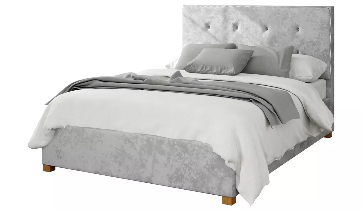 Aspire Presley Velvet Double Ottoman Bedframe - Silver