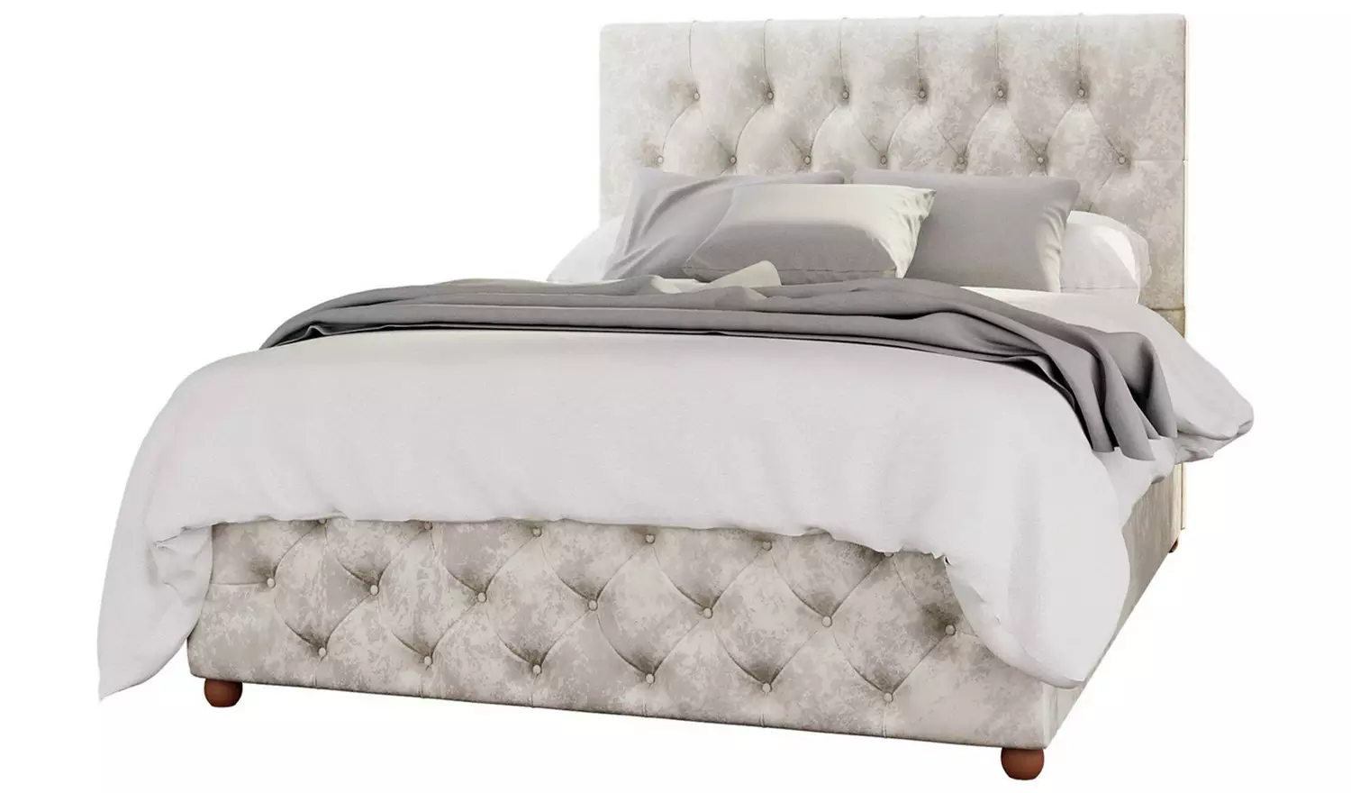 LLB Luna Velvet Superking Ottoman Bedframe - Pearl