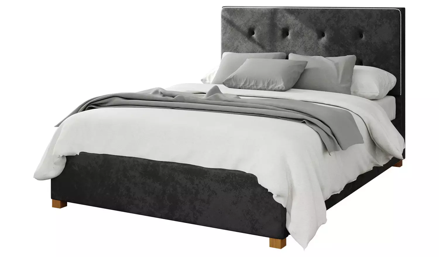 Aspire Presley Velvet Double Ottoman Bedframe - Black