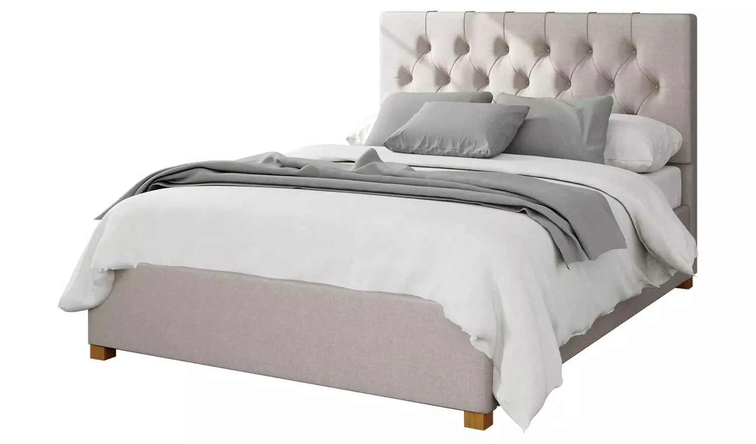 Aspire Olivier Linen Double Ottoman Bedframe - Off White