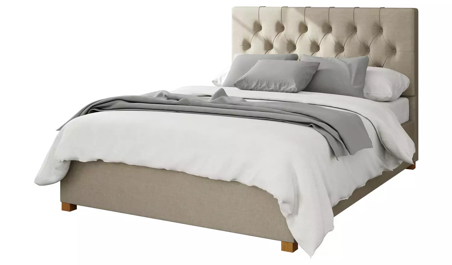 Aspire Olivier Linen Superking Ottoman Bedframe - Natural