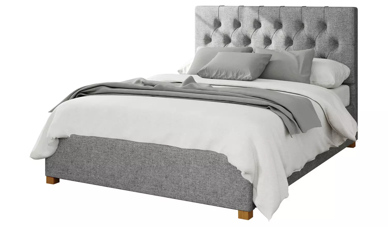 Aspire Olivier Twill Double Ottoman Bedframe - Grey