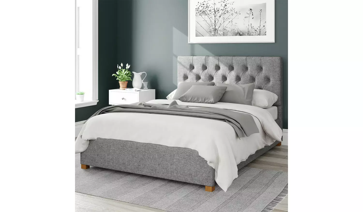 Aspire Olivier Twill Superking Ottoman Bedframe - Grey