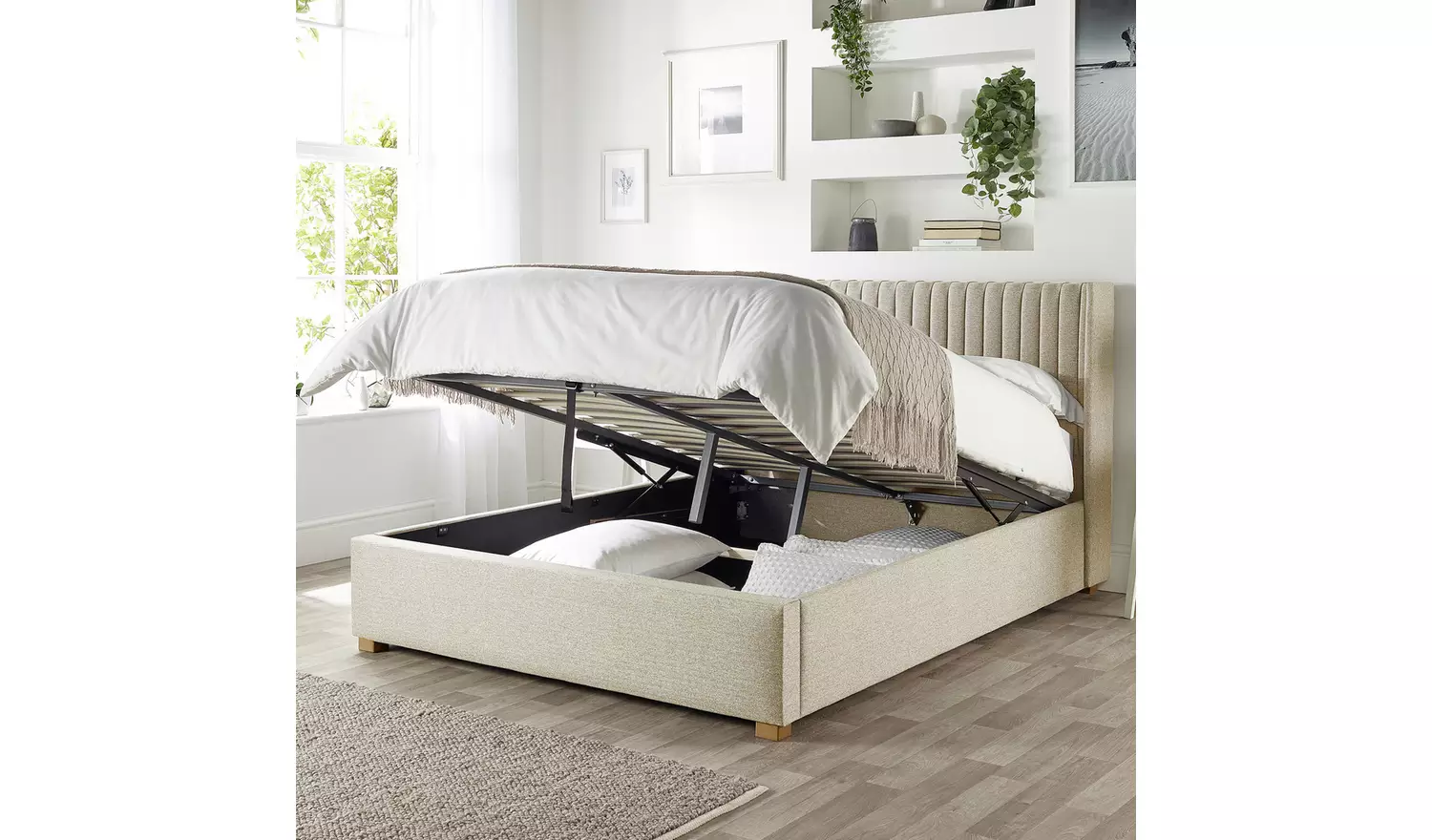 CL Soho Twill Superking Ottoman Bedframe - Natural