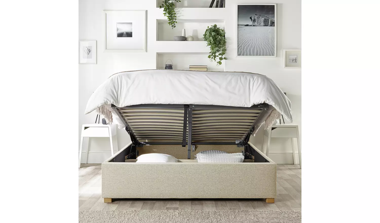 CL Soho Twill Superking Ottoman Bedframe - Natural