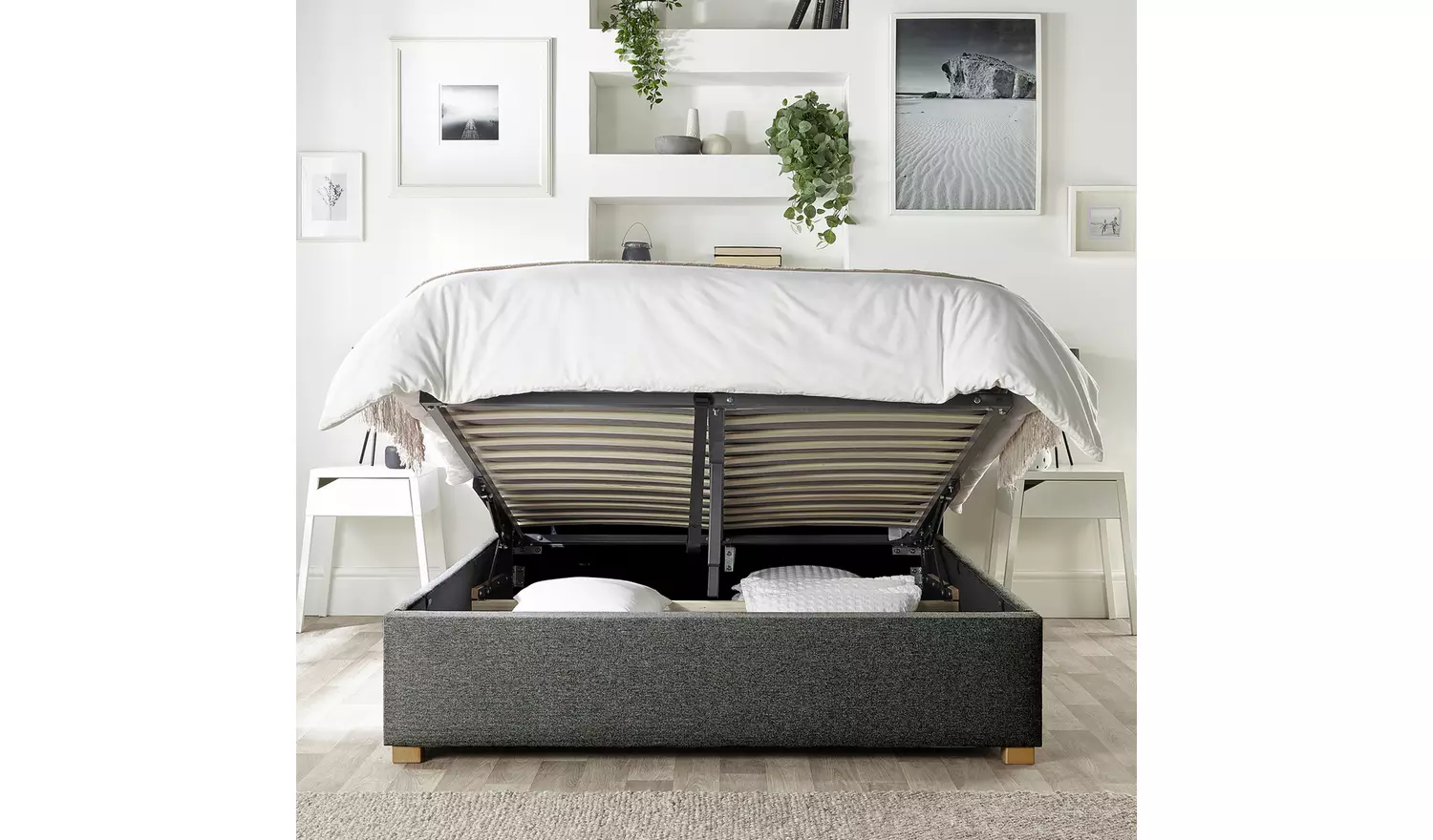 CL Soho Twill Double Ottoman Bedframe - Charcoal