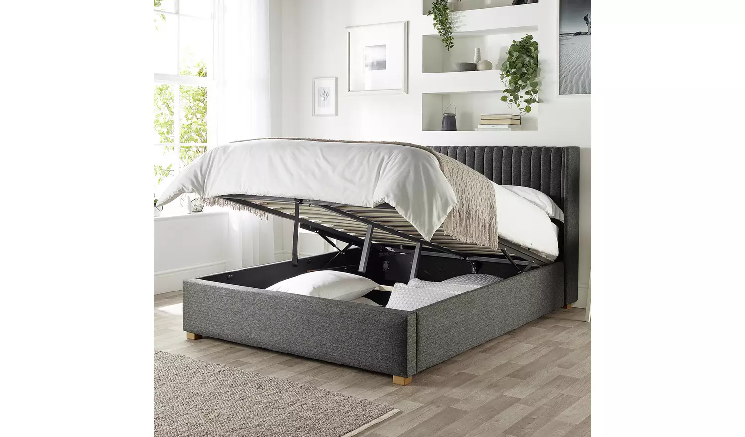 CL Soho Twill Superking Ottoman Bedframe - Charcoal