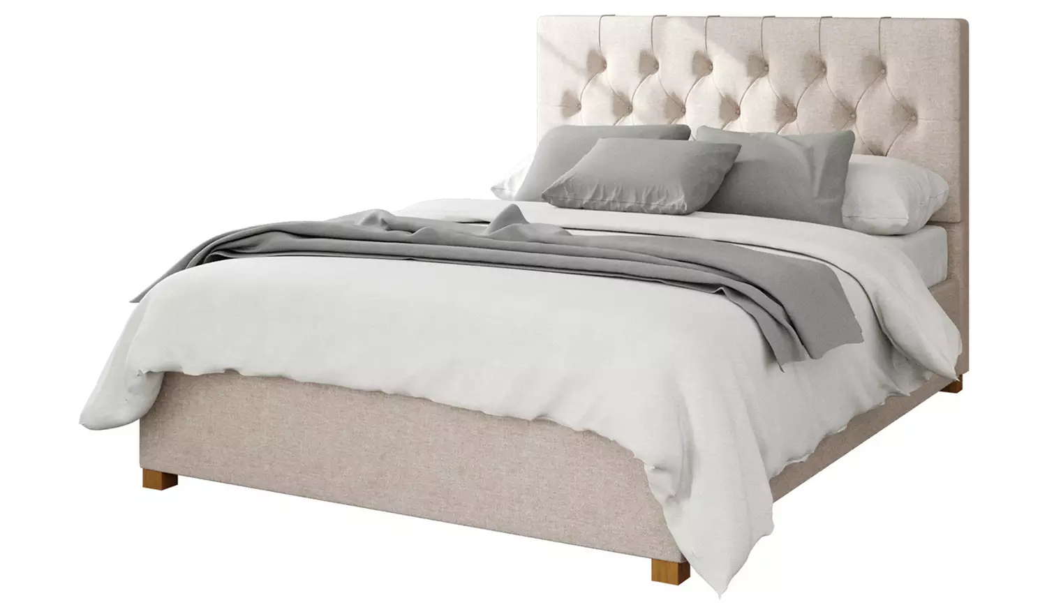 Aspire Olivier Twill Double Ottoman Bedframe - Natural