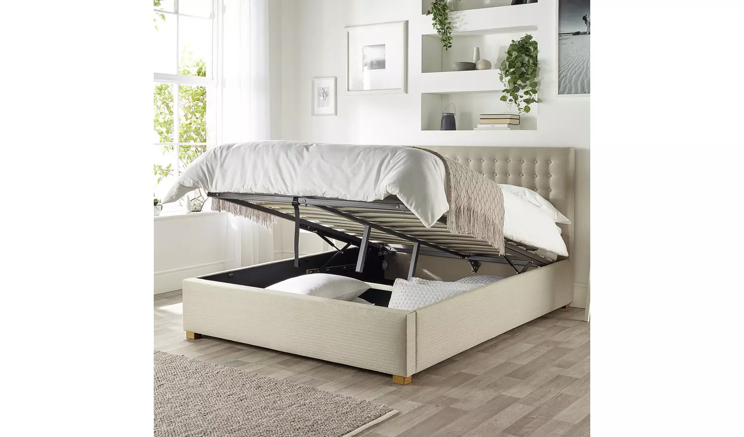 CL Opulence Twill Superking Ottoman Bedframe - Natural