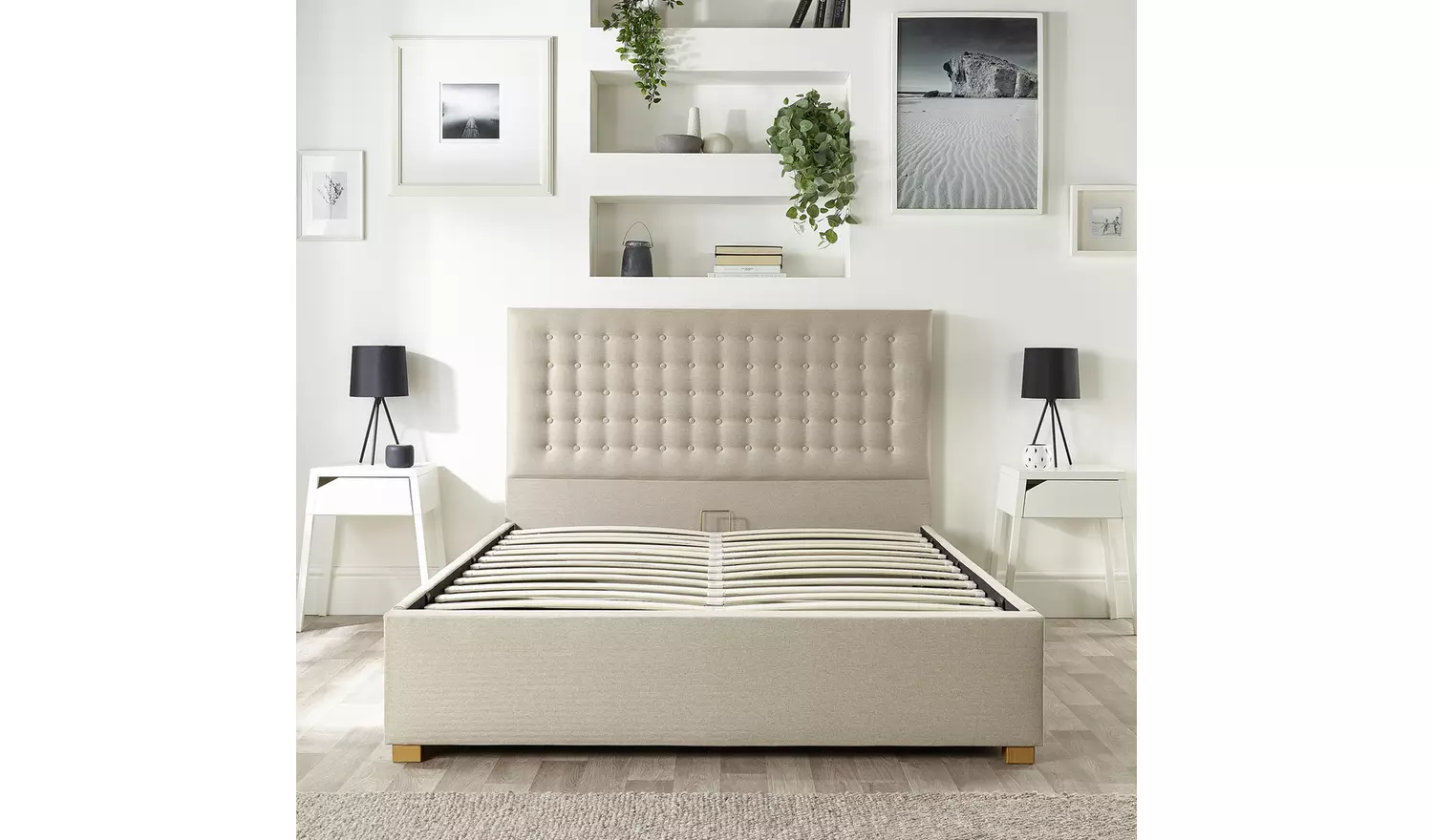 CL Opulence Twill Superking Ottoman Bedframe - Natural